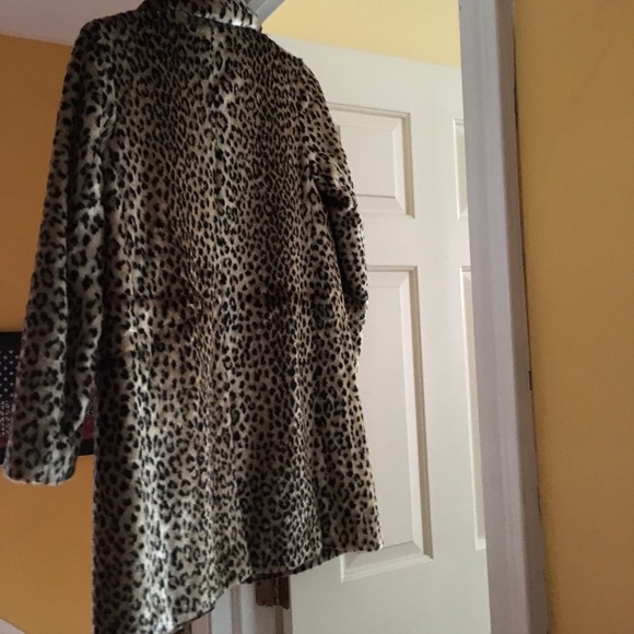 Express Faux Fur Leopard One Button Peacoat